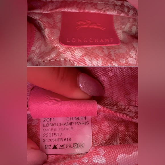NEW🔥LONGCHAMP Le Pliage Pink Leather Mini Bag with Chain🔥 - Picture 15 of 16